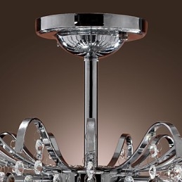 Lampadario contemporaneo in metallo dipinto e cristallo trasparente argento