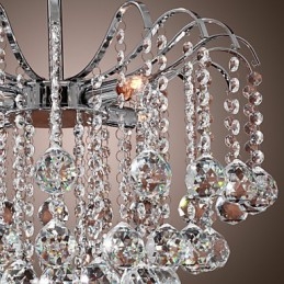 Lampadario contemporaneo in metallo dipinto e cristallo trasparente argento