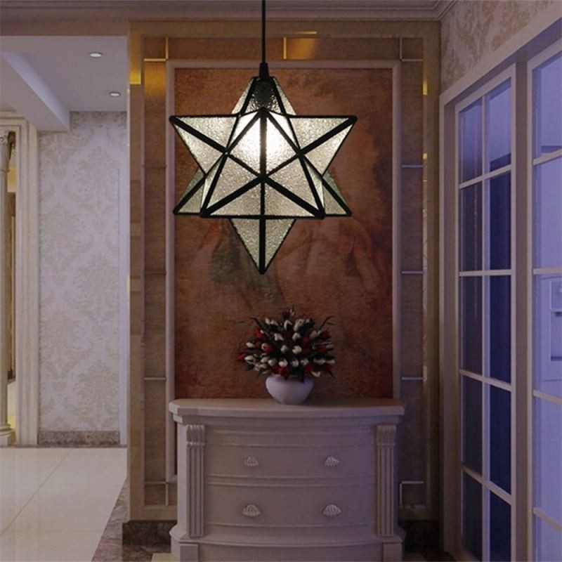 Lampada a sospensione in vetro colorato a forma di stella