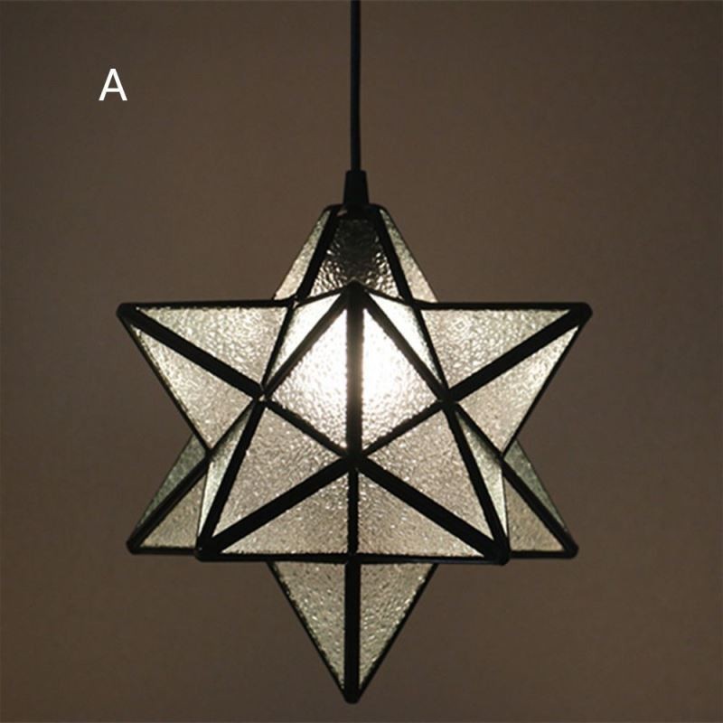 Lampada a sospensione in vetro colorato a forma di stella