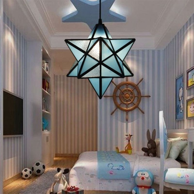 Lampada a sospensione in vetro colorato a forma di stella
