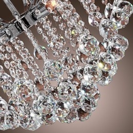 Lampadario contemporaneo in metallo dipinto e cristallo trasparente argento