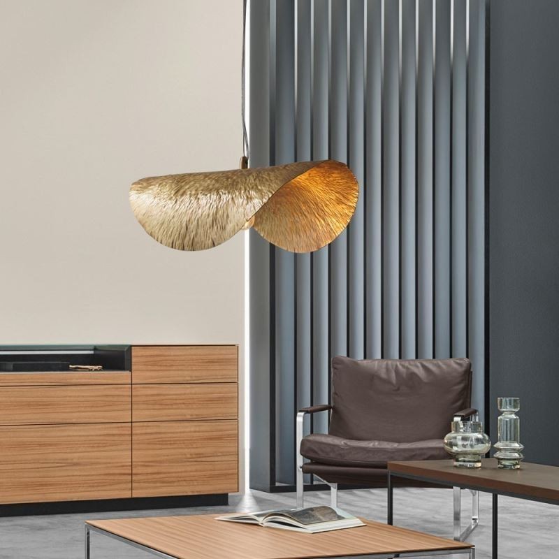 Lampada a sospensione in ottone a foglia di loto, moderna minimalista, E12/E14