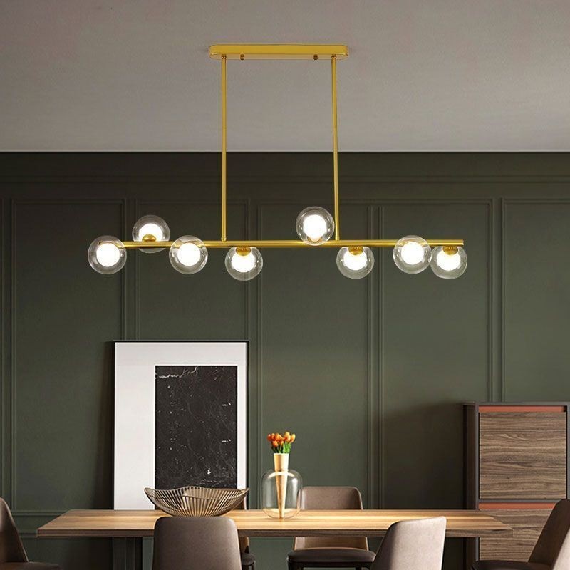 Lampadario a sospensione LED globo orizzontale in vetro, 6/8 luci, asta regolabile