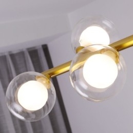 Lampadario a sospensione LED globo orizzontale in vetro, 6/8 luci, asta regolabile