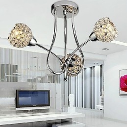 Lampadario a filo moderno 3 luci in cristallo argento trasparente