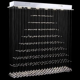 Lampadario a sospensione rettangolare in cristallo LED integrato argento