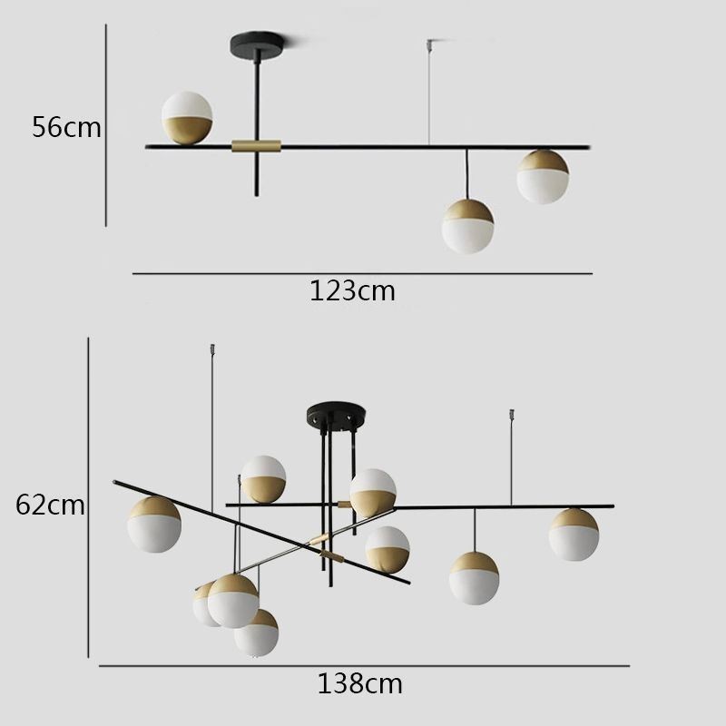 Lampadario a sospensione LED a sfera in vetro