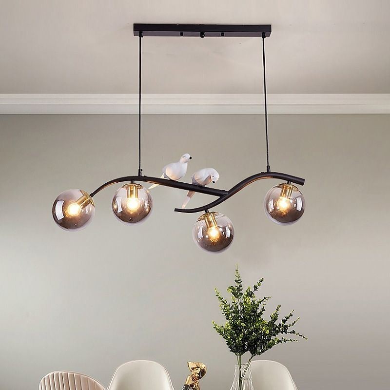 Lampada a sospensione minimalista a ramo 4 luci E26/E27 83x30 cm