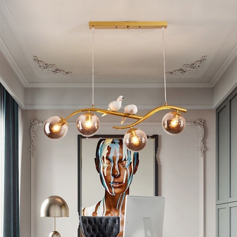 Lampada a sospensione minimalista a ramo 4 luci E26/E27 83x30 cm