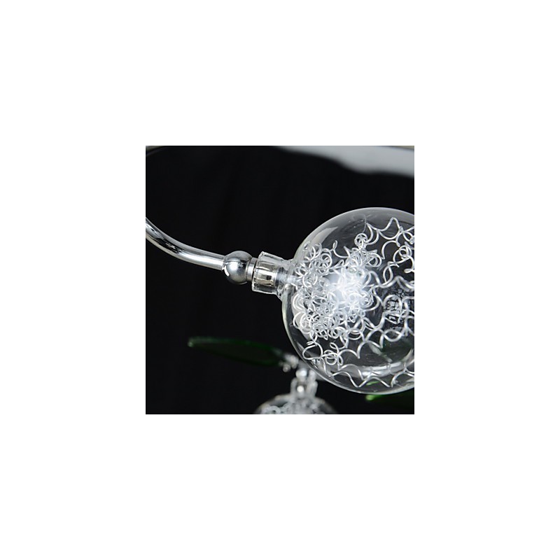 Lampadario country a 6 luci in alluminio e vetro cromato