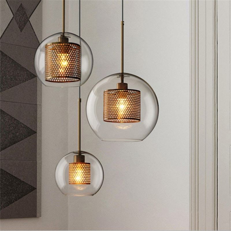 Lampada a sospensione minimalista in vetro a 3 luci