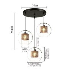 Lampada a sospensione minimalista in vetro a 3 luci