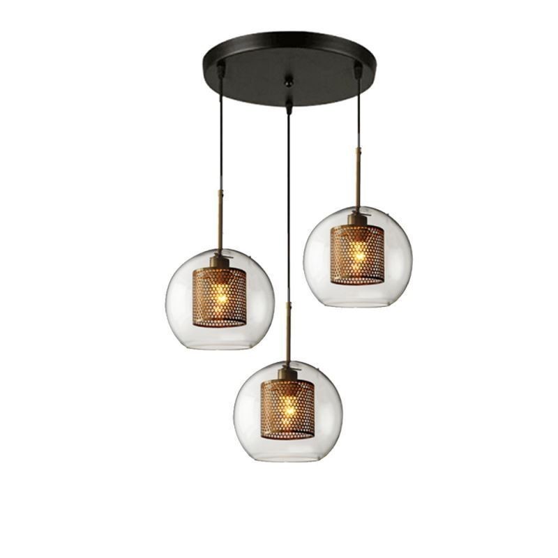 Lampada a sospensione minimalista in vetro a 3 luci