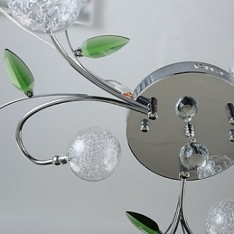 Lampadario country a 6 luci in alluminio e vetro cromato