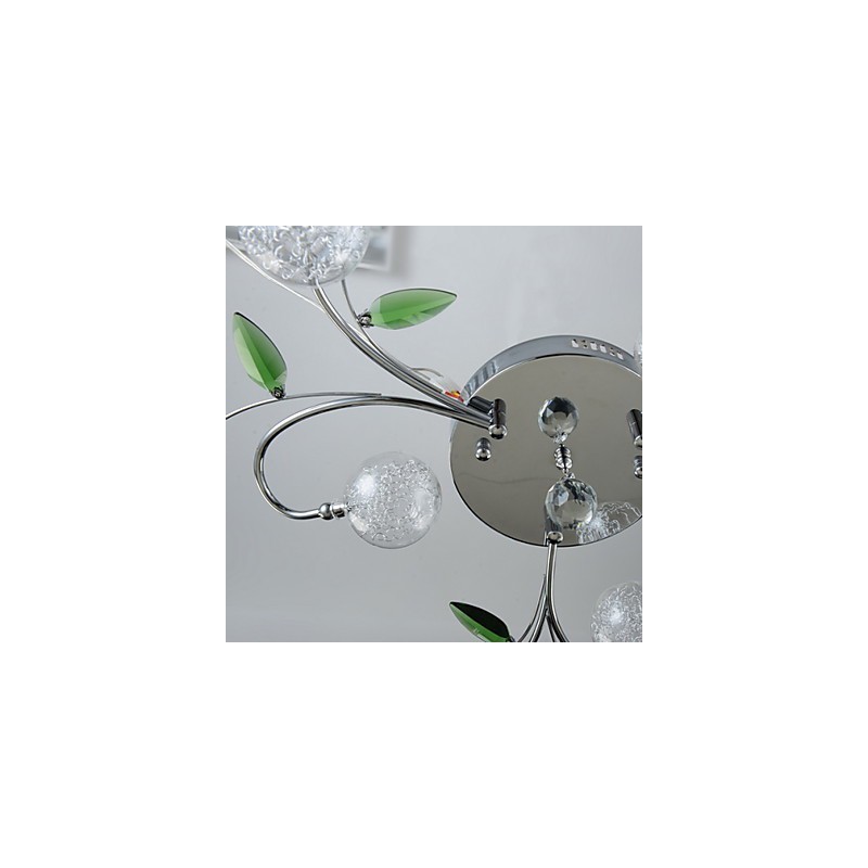 Lampadario country a 6 luci in alluminio e vetro cromato
