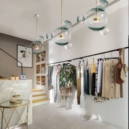 Lampada a sospensione a bolle in vetro verde sfumato