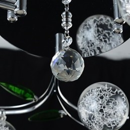 Lampadario country a 6 luci in alluminio e vetro cromato