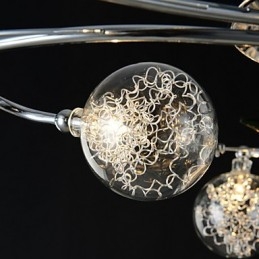 Lampadario country a 6 luci in alluminio e vetro cromato