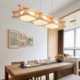 Lampada a sospensione in rovere a 3 luci con paralumi in vetro, stile nordico