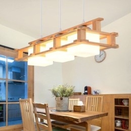Lampada a sospensione in rovere a 3 luci con paralumi in vetro, stile nordico