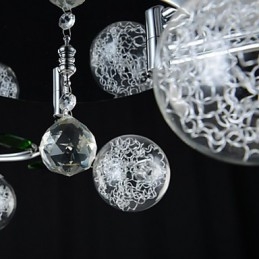 Lampadario country a 6 luci in alluminio e vetro cromato