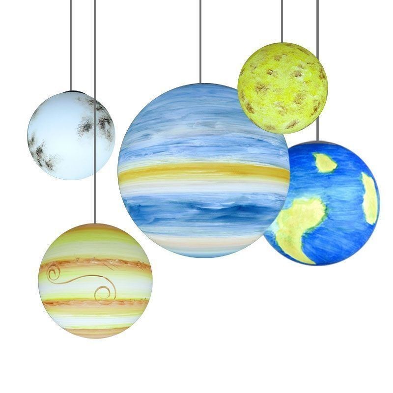 Lampada a sospensione Nordic Planet Design con pianeti del sistema solare
