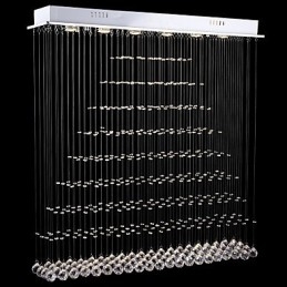 Lampadario a sospensione rettangolare in cristallo LED integrato argento