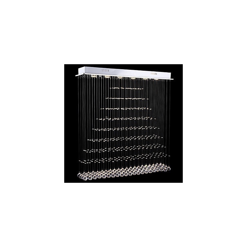 Lampadario a sospensione rettangolare in cristallo LED integrato argento