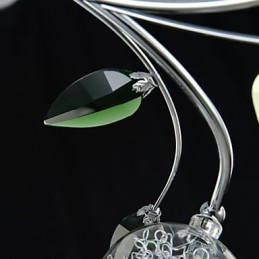 Lampadario country a 6 luci in alluminio e vetro cromato