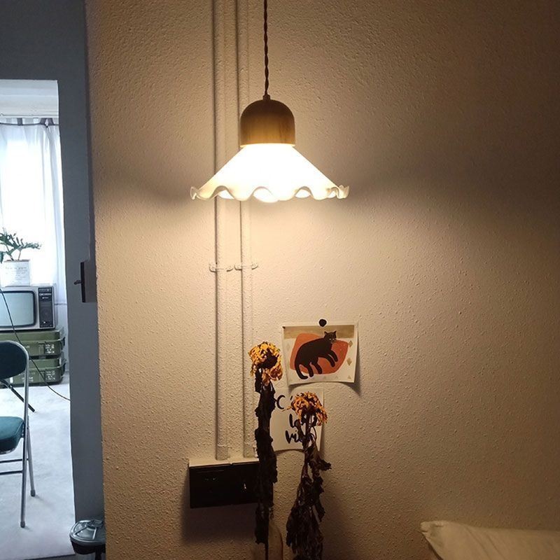 Lampada a sospensione moderna in vetro con pizzo, 1 luce