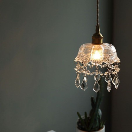 Lampada a sospensione mini in vetro, 1 luce, attacco E26/E27, 15 × 18 cm