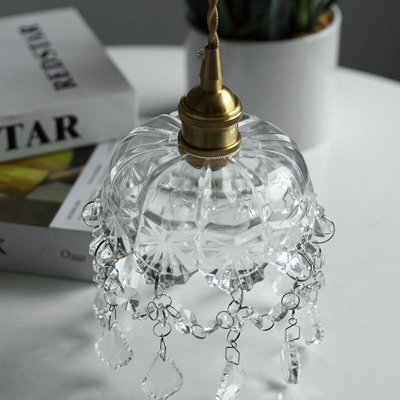 Lampada a sospensione mini in vetro, 1 luce, attacco E26/E27, 15 × 18 cm