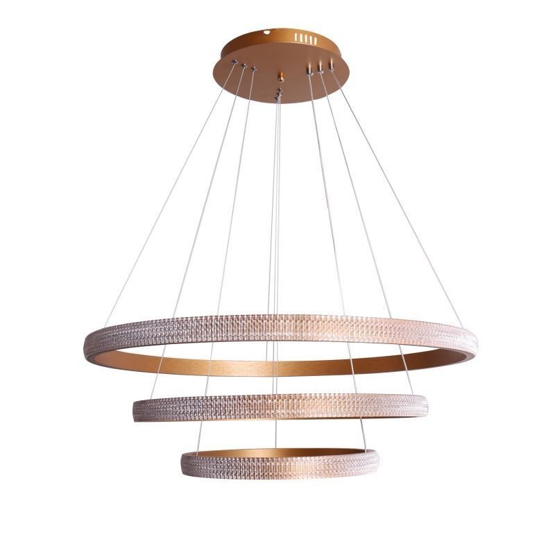 Lampada a sospensione LED moderna in acrilico con 3 anelli 80+60+40 cm