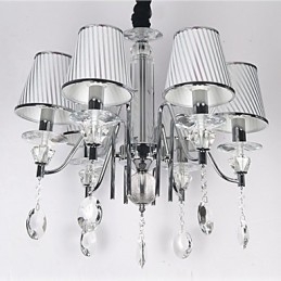 Lampadario contemporaneo in cristallo elettroplaccato argento