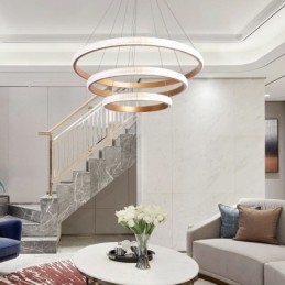 Lampada a sospensione LED moderna in acrilico con 3 anelli 80+60+40 cm