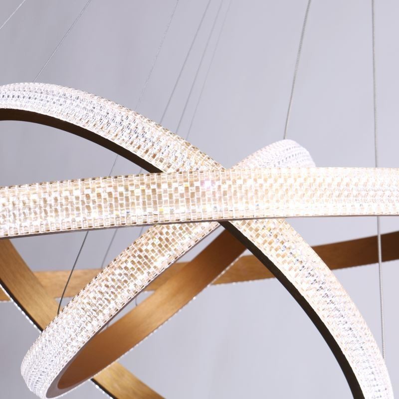 Lampada a sospensione LED moderna in acrilico con 3 anelli 80+60+40 cm