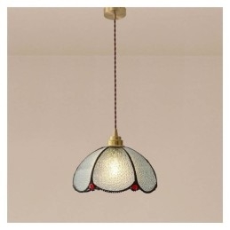 Lampada a sospensione in vetro a petalo minimalista, 1 luce, ottone, E26/E27