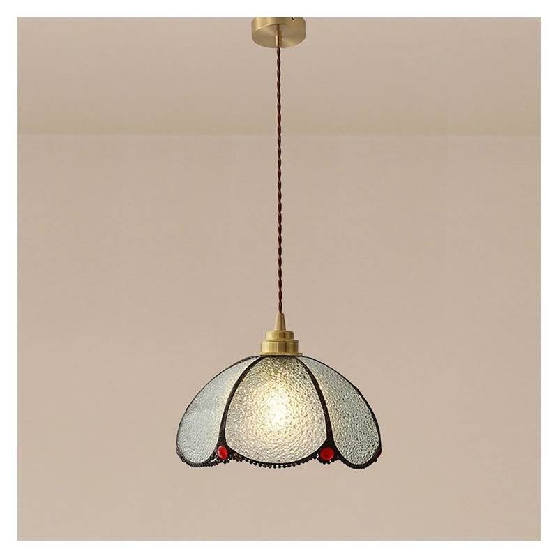 Lampada a sospensione in vetro a petalo minimalista, 1 luce, ottone, E26/E27