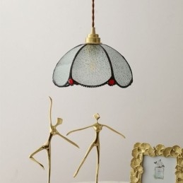 Lampada a sospensione in vetro a petalo minimalista, 1 luce, ottone, E26/E27