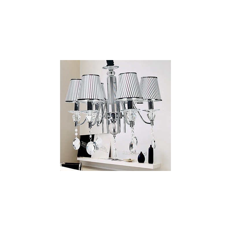 Lampadario contemporaneo in cristallo elettroplaccato argento