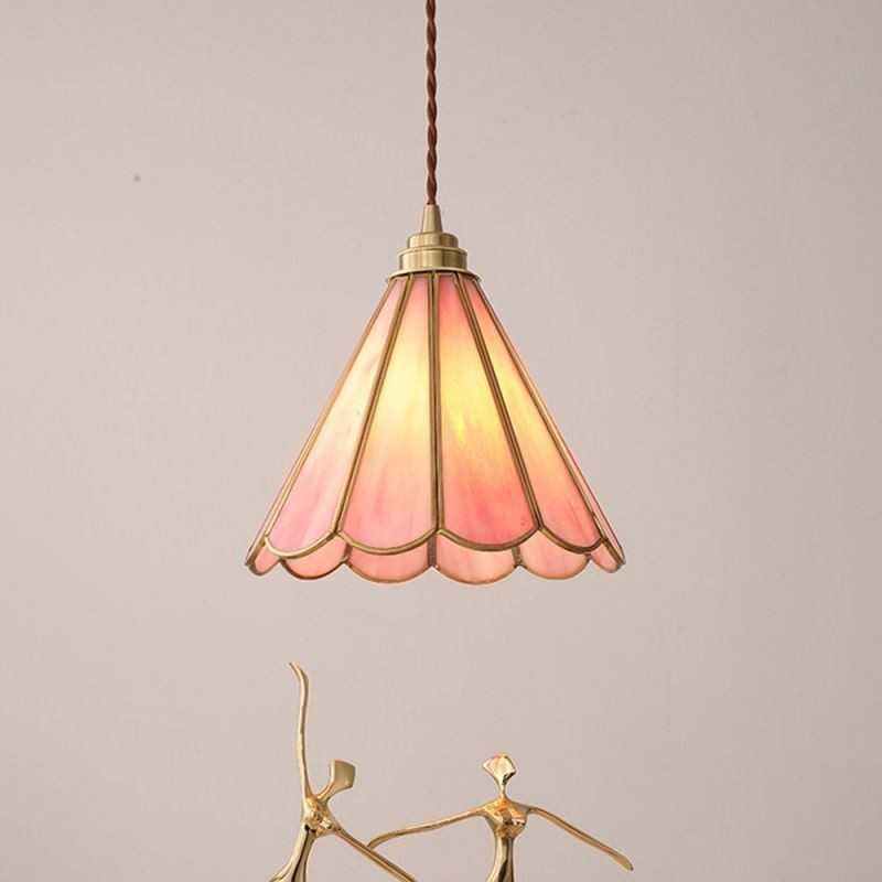 Lampada a sospensione in vetro stile giapponese retrò a petalo E26/E27 20×26 cm