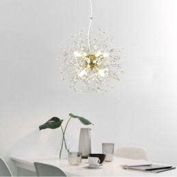 Lampadario a sospensione LED moderno in cristallo, 8 luci, 40 W, 42 x 42 cm