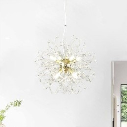 Lampadario a sospensione LED moderno in cristallo, 8 luci, 40 W, 42 x 42 cm