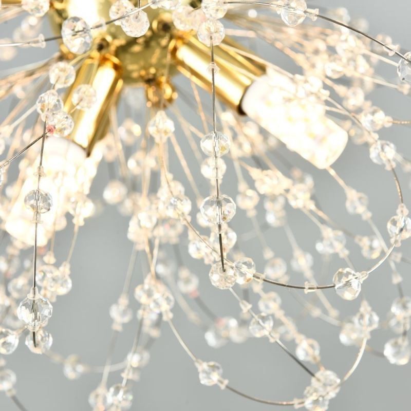 Lampadario a sospensione LED moderno in cristallo, 8 luci, 40 W, 42 x 42 cm