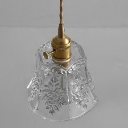 Lampada a sospensione floreale in vetro con fissaggio in ottone 15×12 cm