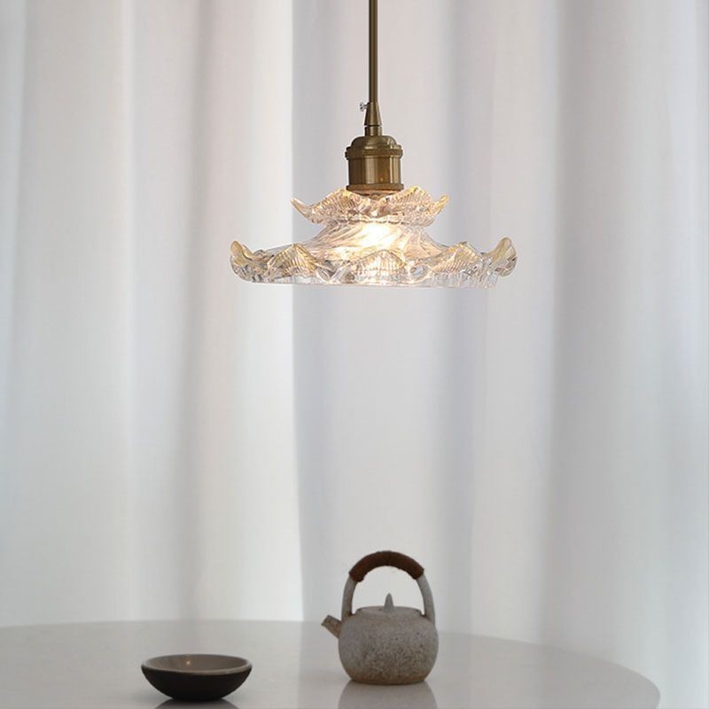 Lampada a sospensione giapponese in vetro loto 25 x 15 cm E26/E27