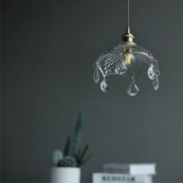 Lampada a sospensione moderna minimalista in vetro, 1 luce, attacco E26/E27, 22×20 cm