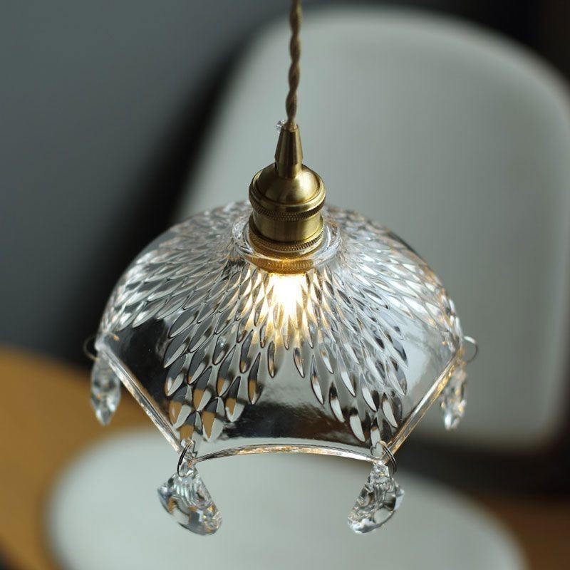 Lampada a sospensione moderna minimalista in vetro, 1 luce, attacco E26/E27, 22×20 cm
