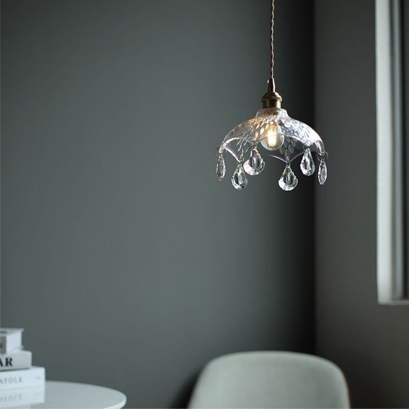 Lampada a sospensione moderna minimalista in vetro, 1 luce, attacco E26/E27, 22×20 cm